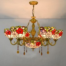 아메리칸 전원 티파니 컬러 글라스 레드 잠자리 경사 거실 상가 샹들리에, 옵션02