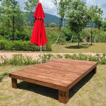 올리브가구 야외 평상 테이블 실내평상 야외테이블 조립식 파라솔, 야외평상 특대형(2400mm), 월넛색