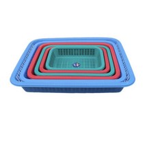 선우산업 주름 사각소쿠리 모음 1호 2호 3호 상추바구니 플라스틱 야채 과일 채소 소쿠리 바구니, 하늘