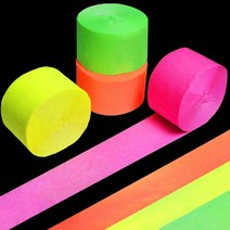 Neon Streamers Glow in The Dark Crepe Paper Blacklight UV Reactive Fluorescent for Party, 100feet X 4rolls(4color)