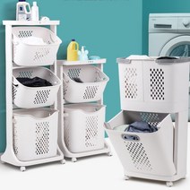 이케아 이동식 스윙 올인원 빨래 세탁물 바구니 손잡이 바퀴달린 욕실 세탁실 분리형 바스켓, 이동식 2단