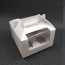 머핀상자 컵케이크 투명창 4구 화이트 케이크상자(10개) 받침세트