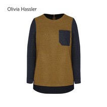 [올리비아하슬러] 포켓 배색 뒷지퍼 티셔츠