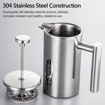 프렌치 프레스 커피 메이커 스테인레스 스틸 더블 벽 절연 커피 메이커 냄비 350ml/800ml/1000ml, 01 1000ml, 1개