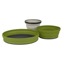Sea to Summit 씨투써밋 접이식 캠핑 식기세트 파우치 포함 124479, Olive/Sand, 3pc (Plate/ Mug Bowl)