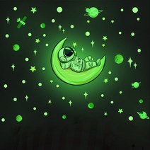 그린엘 야광 포인트 인테리어 스티커 발광 시트지 어린이방 꾸미기 벽지 창문 형광스티커 데코 우주 곰돌이 하트, 08.달풍선 판다