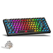 KEYXGSUL 75% 키보드 X75 핫스왑 가능 기계 키보드 82 키 컴팩트 게이밍 RGB 가스켓 기계식 키보드, 블랙, 염빙축