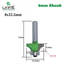 밀티커터 마늘컷터기 에티프컷터기 박스테이프 컷터기 lavie 1pc 8mm 코너 라운드 오버 라우터 비트 with woodworking tool 텅스텐 카바이드 밀링 커터 mc02, 8x22.22mm