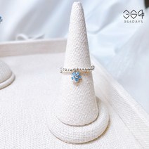364days 925실버 네모필라 미니 꽃 반지 블루 오팔 은볼 비즈반지 데일리 탄생석반지 사이즈 선택가능