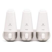 Drizzle 3챔버 비누 및 샴푸 샤워 디스펜서 스테인리스 스틸 벽걸이 (화이트) 535992, White