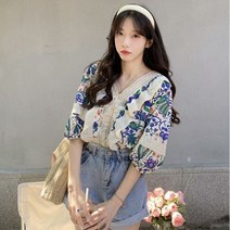 바이미니 레이스프릴 패턴 엔소니블라우스