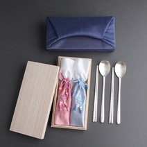 엔젤 은수저 80% 2벌 부부 커플 혼수 예단 신혼 고급 은수저세트 은혼식 부모님 생신 선물, 청색보자기