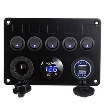 선박용 램프 라이트 1pc 해양 보트 LED 5 로커 스위치 USB 전압계 전원 소켓 패널 요트 선박 캐러밴에 대 한 방수 디자인