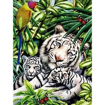 우드 직소퍼즐 호랑이 가족 동물 세로 일러스트 300 500 1000조각 집순이 취미생활 선물용 집중력향상 성인용 장난감, 그림01, 300조각