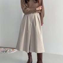 옷자락 여자 큐롯 랩스타일 통바지 체크 무지 와이드 팬츠