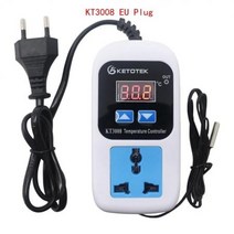 디지털 LCD 미니 실내 실외 온도계 전자 컨트롤러 AC 110-220V 온도 조절기 마이크로 컴퓨터 소켓, one option, 2 keys US plug