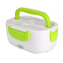 2 in 1 Car& Home Electric Heated Lunch Box Portable 12V 110V 220V Bento Boxes Food Heater Rice Conta, green_옵션2, 1개