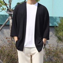 남자 린넨 7부 가디건 여름 얇은 롱 니트 간절기 가디건