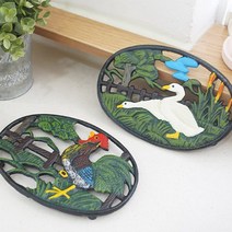 주물 타원 냄비받침 2type 테이블장식품 살림템 소품, 닭