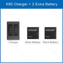 액션 카메라 양방향 배터리 충전기 또는 3.7V 1350mah 배터리 KEELEAD K80 액션 카메라 4K 60 FPS 캠 액세서리, 04 Battery Charger 2B