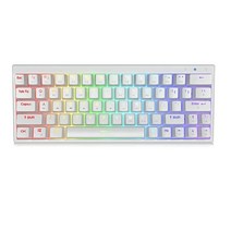 Ractous RTK63B 60% 무선 기계식 게이밍 키보드 RGB 블랙라이트 PBT 키캡 타입-C 63키 블루투스5.1/무선/Wried 게이밍 키보드 PC/맥 게이머용 핫, Optical Red Switch, White