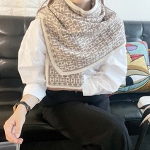 [미스블혹] 어깨 어부바 양면 H 패턴 니트 숄 머플러