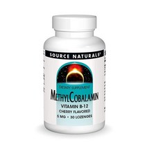 Source Naturals 메틸코발라민 비타민 B-12 1000mcg 체리맛 - 캔디 30개, 30 Tablets