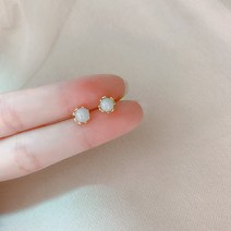 KORELAN 순은 천연 비취 귀걸이