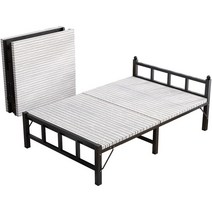 글램핑 공간활용 좁은방 미니멀리스트 접이식침대, 120cm 와이드-블랙 프레임-트렌드 그리드