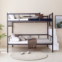 업다운 높이조절 철제 이층 침대 퀸 Q 수납계단, 블랙Q_그레이_KME906BKC