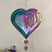 러브 윈드차임 현관 풍경 3d 매달려 장식 회전 바람 스틸 정원 야외 장식 windchimes, 화려한, 20x36cm