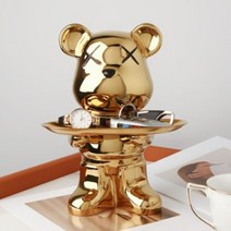 [만능공방]BHM 감성 인테리어 소품 트레이 25cm*18cm*16cm현관 거실 차키 악세사리 탁자 협탁 수납 트레이 이사 집들이 선물, 골드