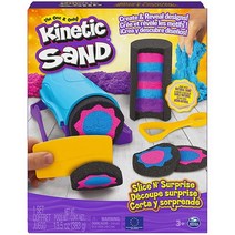 키네틱샌드 Kinetic Sand 슬라이스 앤 서프라이즈 세트 13.5온스의 블랙 핑크 블루 플레이 샌드와 7가지 도구 3세 이상 가성비 추천 미국직구, Slice N Surprise