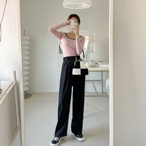 코코블랑 버드 투핀턱 버튼 슬랙스(뒷밴딩)