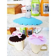 귀여운 감성 소품 도도냥이 리본 컵 뚜껑 덮개, 플라워 레드핑크