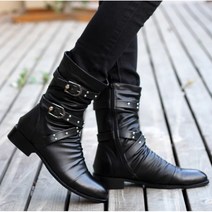 남성 미들힐 웨스턴 부츠 카우보이 라이딩