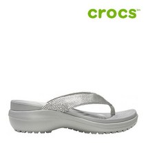 크록스 샌들 39- 205782-00N Womens Capri Metallic Texture Wedge Flip