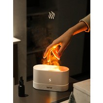 캠핑 가습기 모닥불 무드등 불멍 차량용 캠핑 소형, 플레임컬러풀라이트블랙+아로마테라피3병