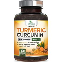 네이처스 Nutrition Natures 강황 커큐민 커큐미노이드 2600mg 240정 바이오페린 95% 함유 미국 제조 비건 관절 지원 164184, 120 Count (Pack of 1)