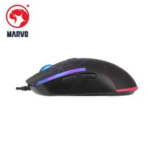 펜마우스 MARVO M115 게임용 마우스 7 색 백라이트 유선 PC/노트북/컴퓨터 용 Ajustable DPI 광학 인체 공, 한개옵션0, 한개옵션1
