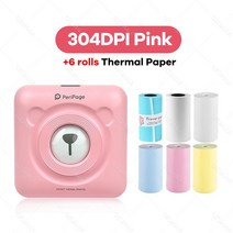 Peripage A6 304DPI 미니 블루투스 노트 라벨 스티커 프린터 가정 사무실용 컬러 용지 롤 선물용, 16 304PK 6Color