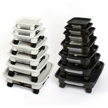 플라팜 물받이가 있는 정사각 화분받침대, 블랙, 1개