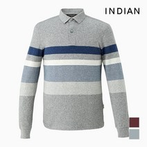 INDIAN 스트라이프 포인트 배색 패턴 카라티셔츠_MIUALVW9581