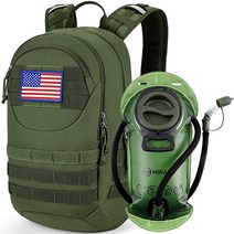 MIRACOL 택티컬 밀리터리 몰 하이드레이션 백팩 2L 물포켓 청소년 남성 여성 여자 - 학교 등산 하이킹 사이클링용, Green