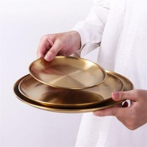 티타늄 원형 접시 4피스 고급 골드 스테인리스 스틸 커틀러리 세트, 17cm 4pcs, 1개
