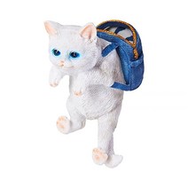 LONCESS 화분 걸이 오렌지 귀여운 고양이 야외 조각상 바구니 포함 장식 어항 책상 컴퓨터 냄비 사무실 TV 장 USA 미국, White Cat With Backpack