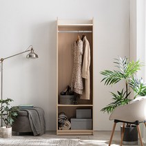 아네마름 드레스룸 슈슈오픈옷장 600 조합형 긴옷장, 내추럴우드+아이보리