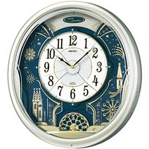 Seiko Clock SEIKO CLOCK WALL RADIO 아날로그 KARAKURI 6 곡 멜로디 회전 장식 빛 라이트 진주 Re561H, 상품명참조