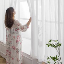 붙이는 암막 커튼 Yaapeet 거실 용 펀치없는 벨크로 스트라이프 패널 세미 쉐어 하우스