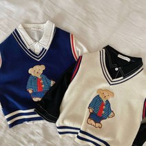 여아 남아 봄가을 조끼 유아 뉴테디베어 봄조끼 베스트 등원룩 아동 니트 조끼 뉴곰돌이 조끼 키즈 봄 조끼